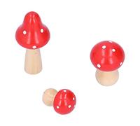 SLCHJX 3 Pezzi Kit di Funghi in Legno, Mini Funghi in Miniatura per Ornamenti per Giardini fati (Rosa)