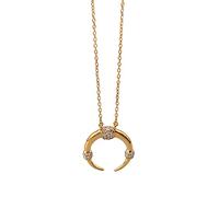 SLCHJX 925 Collana d'Argento Signore Eleganti a Forma di Luna Collana in Moda zircone Gioiello Rotondo Collana Oro