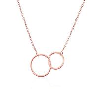 SLCHJX 925 Collana d'Argento Signore Eleganti Eleganti semplici a Doppio Cerchio a Doppia cerchia di Forma di Forma in Argento Gioiello Cravatta Oro
