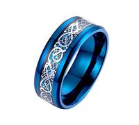 SLCHJX Anelli di promessa inossidabile KNBOB, bordi smussati intalati in fibra di carbonio da 8 mm Anello promettente con set di incisione