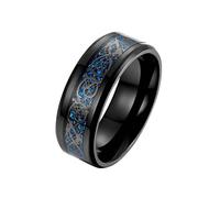 SLCHJX Anelli di promessa inossidabile KNBOB, bordi smussati intalati in fibra di carbonio da 8 mm Anello promettente con set di incisione