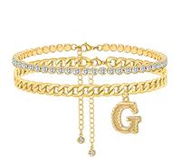 SLCHJX Braccialetti alla caviglia per donne 14k oro oro iniziale cavlotta iniziale CZ CZ Catto
