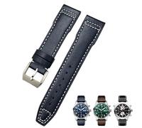 SLCHJX Canda d'oro di guardia da 21 mm da 20 mm in pelle di mucca adatta per i braccialetti di orologi blu di orologi per orologi blu