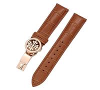 SLCHJX Cinta d'oro in pelle genuina 19mm 20mm 22 mm di orologeria per fasce Wath con acciaio inossidabile schierarsi da uomo chiusura