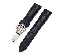 SLCHJX Cinta d'oro in pelle genuina 19mm 20mm 22 mm di orologeria per fasce Wath con acciaio inossidabile schierarsi da uomo chiusura