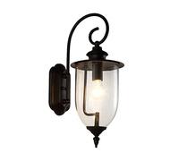 SLCHJX Classic Industriale Retro in Metallo Trasparente in Vetro Vetro Sconce Nero Finitura in Ferro battuto Lampada da Parete Lanterna Illuminazione Leggera E27 Edison Restaurant Cafe Bar Corrido