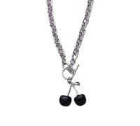 SLCHJX Collana a Ciondolo Black Ciliegia in Stile Punk Donna in Metallo Gotico Collana Geometrica Collana da Ragazza di Compleanno Gioielli per Feste di Compleanno