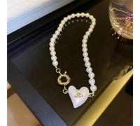SLCHJX Collana a Sospensione per Le Perle di Lussuosa Cuoio per Le Perle Girocollo per Le Donne Ragazze Temperamento Amore Dono di Gioielli a Catena delle clavicoli