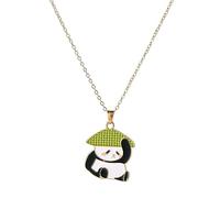 SLCHJX Collana Panda da Cartone Animato per Donne Simpatiche Divertimento Sport Panda Zinco in Lega di Ciondolo per Il Regalo di Compleanno per Bambini