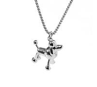 SLCHJX Collana per Cani da Cucciolo di Barboncino Francese per Donne in Argento Ciondolo in Scatola Regalo per Ragazze Cognome