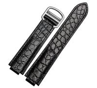 SLCHJX Crollo di orologio in pelle coccodrillo americano adatto al cinturino in pelle convessa a palloncino blu 18 da 20 mm uomini e donne neri