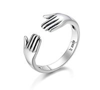 SLCHJX Doppio strato dammi un anello abbraccio a mano amore anelli aperti per donne gioielli ad anello regolabile