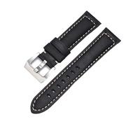 SLCHJX Guida fascia di orologi in pelle per panerai cowhide crazy horse cnocchia bracciale liscio di orologio liscio 20mm 22mm 24mm 26mm