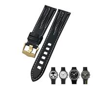 SLCHJX Guida fascia d'oro in pelle 20mm 21mm per Omega Seamaster 300 Aqua Terra Speedmaster Pin Clasp Black Cint