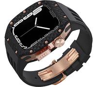 SLCHJX Kit di modifica del cinturino in gomma in fibra in fibra di carbonio ， per 8/7/6/5/4/SE 44mm 45mm ， cornice in titanio Sport Fluororber Banda e kit di sostituzione della fibbia