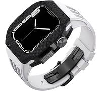 SLCHJX Kit di modifica del cinturino in gomma in fibra in fibra di carbonio ， per 8/7/6/5/4/SE 44mm 45mm ， cornice in titanio Sport Fluororber Banda e kit di sostituzione della fibbia