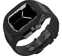 SLCHJX Kit di modifica del cinturino in gomma in fibra in fibra di carbonio ， per 8/7/6/5/4/SE 44mm 45mm ， cornice in titanio Sport Fluororber Banda e kit di sostituzione della fibbia