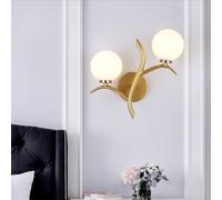 SLCHJX LED Parete LEMPONNE Indoor INFORME 2-Light, Personalità Stile Ferro Whited Gold Tree Branch Murce Murce with Mait White Vetro Bianco, Bianco Caldo, Lampadario da Soffitto apparecchio