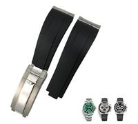 SLCHJX Link metal in gomma Watchband Curved End 20mm Sport Strap per Daytona GMT Watch Yacht Master Submariner Fashion Green Belt