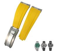 SLCHJX Link metal in gomma Watchband Curved End 20mm Sport Strap per Daytona GMT Watch Yacht Master Submariner Fashion Green Belt