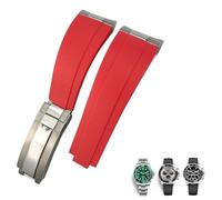 SLCHJX Link metal in gomma Watchband Curved End 20mm Sport Strap per Daytona GMT Watch Yacht Master Submariner Fashion Green Belt