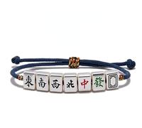 SLCHJX MAHJONG CINESSA Bracciale Lucky Bracciale intrecciata Gambling Cotton Regolable UNISEX DONNE UNI (E)
