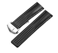 SLCHJX Modello in fibra di carbonio Cingcio in pelle genuina 20mm 22m per orologi da polso a banda della fascia di orologi da orologi in pelle (colore: colore: argento rosso nero, dimensioni: 20mm)