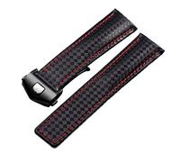 SLCHJX Modello in fibra di carbonio Cingcio in pelle genuina 20mm 22m per orologi da polso a banda della fascia di orologi da orologi in pelle (colore: colore: argento rosso nero, dimensioni: 20mm)