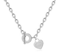 SLCHJX Nuova Vogue Titanio Steel Heart Copentante Collana a Ciondolo per Donne OT Gioielli di Moda per Il Girocollo della Catena del Fascino