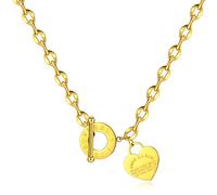 SLCHJX Nuova Vogue Titanio Steel Heart Copentante Collana a Ciondolo per Donne OT Gioielli di Moda per Il Girocollo della Catena del Fascino