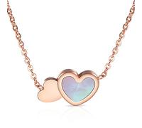 SLCHJX Nuove Donne in Acciaio in Acciaio in Acciaio Argento Collana Semplice Romanza da romanticismo a Doppio Cuore Girocollo per Donna