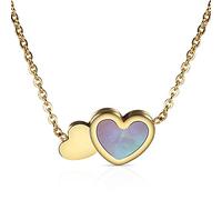 SLCHJX Nuove Donne in Acciaio in Acciaio in Acciaio Argento Collana Semplice Romanza da romanticismo a Doppio Cuore Girocollo per Donna