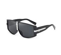 SLCHJX Occhiali da sole a bordo largo completamente chiusi nuovi occhiali da sole hip-hop stile punk occhiali da sole protezione UV da uomo, Fiocchi grigi con cornice nera