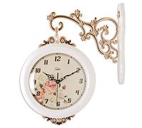 SLCHJX Orologio da Parete a Doppia Faccia in Legno Europeo Grande Silenzio in Legno Creative Retro-Vintage Quartz Orologi a pendole Decorazione murale Facile da Appendere