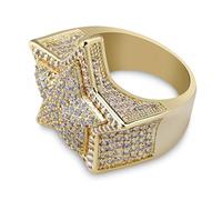 SLCHJX Pentagram Ring for Men Ring Personality San Valentino per il tempo libero hip hop luce regalo di compleanno di lusso regalo di gioielli