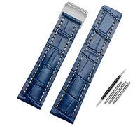 SLCHJX Per la fascia d'oro 22 mm 24 mm genuina in pelle vera da uomo bracciale in pelle di mucca da orologio con dispiegamento