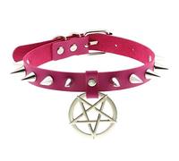 SLCHJX Rivet per Unghie Punk Collana in Pelle Cuoio in Pelle Cuoio a Cinque Punte Collana in Pelle Sexy Cuoio per Girocollo per Donna