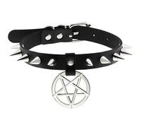 SLCHJX Rivet per Unghie Punk Collana in Pelle Cuoio in Pelle Cuoio a Cinque Punte Collana in Pelle Sexy Cuoio per Girocollo per Donna
