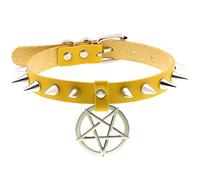 SLCHJX Rivet per Unghie Punk Collana in Pelle Cuoio in Pelle Cuoio a Cinque Punte Collana in Pelle Sexy Cuoio per Girocollo per Donna