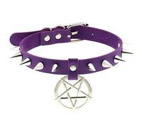 SLCHJX Rivet per Unghie Punk Collana in Pelle Cuoio in Pelle Cuoio a Cinque Punte Collana in Pelle Sexy Cuoio per Girocollo per Donna
