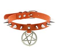 SLCHJX Rivet per Unghie Punk Collana in Pelle Cuoio in Pelle Cuoio a Cinque Punte Collana in Pelle Sexy Cuoio per Girocollo per Donna