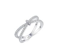 SLCHJX S925 anello di linea croce d'argento Donne in stile Luce di lusso Elegante Romantico Dolce Dolce Ringi del dito per amico