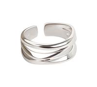 SLCHJX S925 anello largo regolabile multistrato d'argento semplice per donne feste in gioielli classici dono di lusso di lusso classico