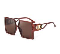 SLCHJX Scavare fuori lettere tempio occhiali da sole femminili grande telaio piatto occhiali da sole uomo retrò tendenza occhiali quadrati, Tea Frame Tea Flakes