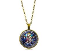 SLCHJX Vergine Maria Madonna e Bambino Gesù Cristo Bambino Gioielli cattolici Glass Dome Vicklace Ciondolo