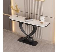 SLCXDPAT Tavolo Consolle Moderno, Consolle Ingresso da Posizionare Dietro Il Divano, Base In Metallo A Forma Di Cuore, per Soggiorno, Corridoio, Ingresso(Black and white,100cm/39.4in)