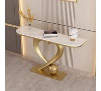 SLCXDPAT Tavolo Consolle Moderno, Consolle Ingresso da Posizionare Dietro Il Divano, Base In Metallo A Forma Di Cuore, per Soggiorno, Corridoio, Ingresso(Golden white,120cm/47.2in)