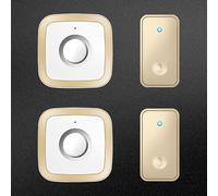 SLDAGe Campanello Radio Senza Batteria, Campanello Senza Fili da Esterno Impermeabile Campanello Wireless Autoalimentato Una Portata di 150m con 2 Ricevitori 2 Trasmettitore, 60 Melodie, LED,d'oro