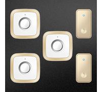 SLDAGe Campanello Senza Fili 2 Trasmettitori 3 Ricevitori, Campanello Radio Senza Batteria, Campanello Senza Fili Impermeabile Campanello Wireless Autoalimentato 60 Melodie, 5 Livelli di Volume,d'oro