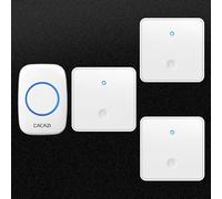 SLDAGe Campanello Senza Fili, Campanello Senza Fili Esterno Impermeabile e Autoalimentato Senza Batteria, Wireless Campanello con 3 Trasmettitore, Doorbell Portata 150M IP68 Impermeabile,Bianca